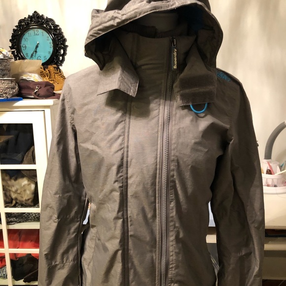 Superdry gray jacket with blue interior, Sz S - Picture 2 of 8